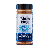 Blues Hog Sweet & Savory Seasoning 177g shaker — front label, transparent cutout