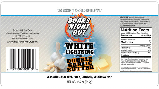 BOARS NIGHT OUT: White Lightning Double Garlic Rub – 345g