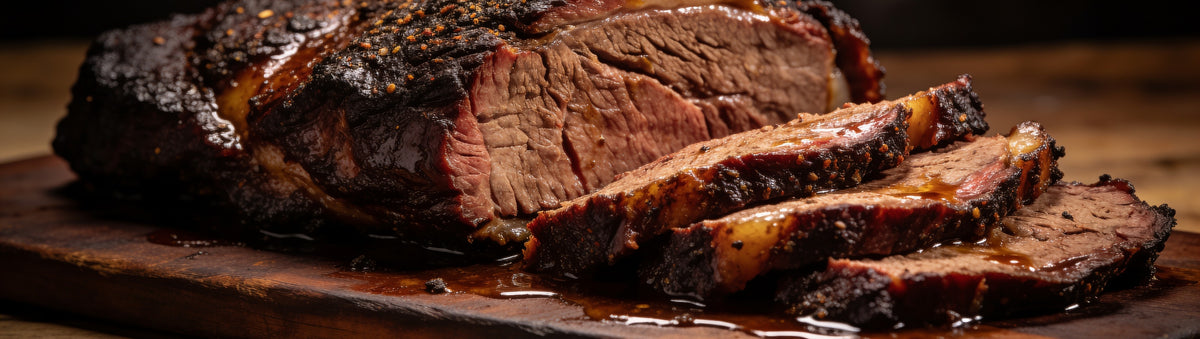 Butchers Axe Beef Injection — cinematic banner, marinade composited into a lifestyle BBQ scene