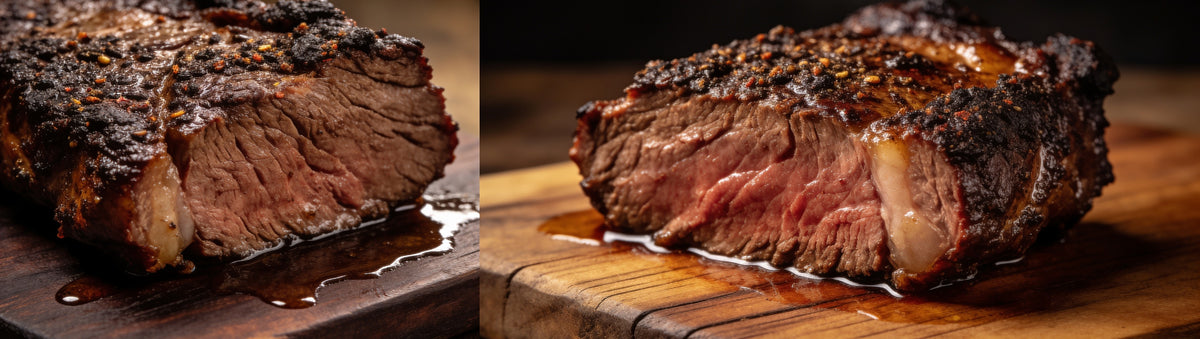 Butchers Axe Bullseye Beef Rub — cinematic banner, rub composited into a lifestyle BBQ scene