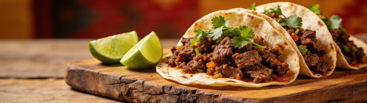 Butchers Axe El Hacha Tex-Mex Seasoning — cinematic banner, seasoning composited into a lifestyle BBQ scene