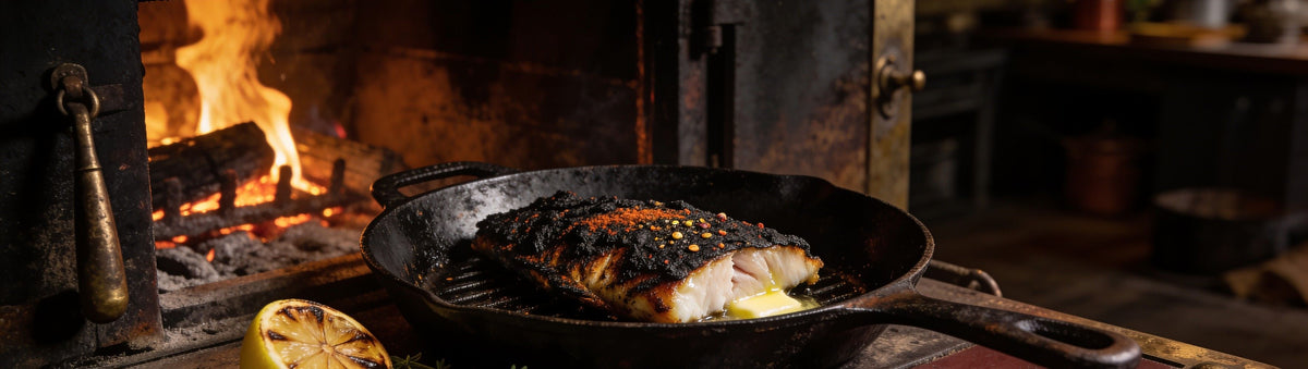 Cattleman's Grill Blackening Seasoning — blackened fish, chicken and pork at a lantern-lit harvest feast