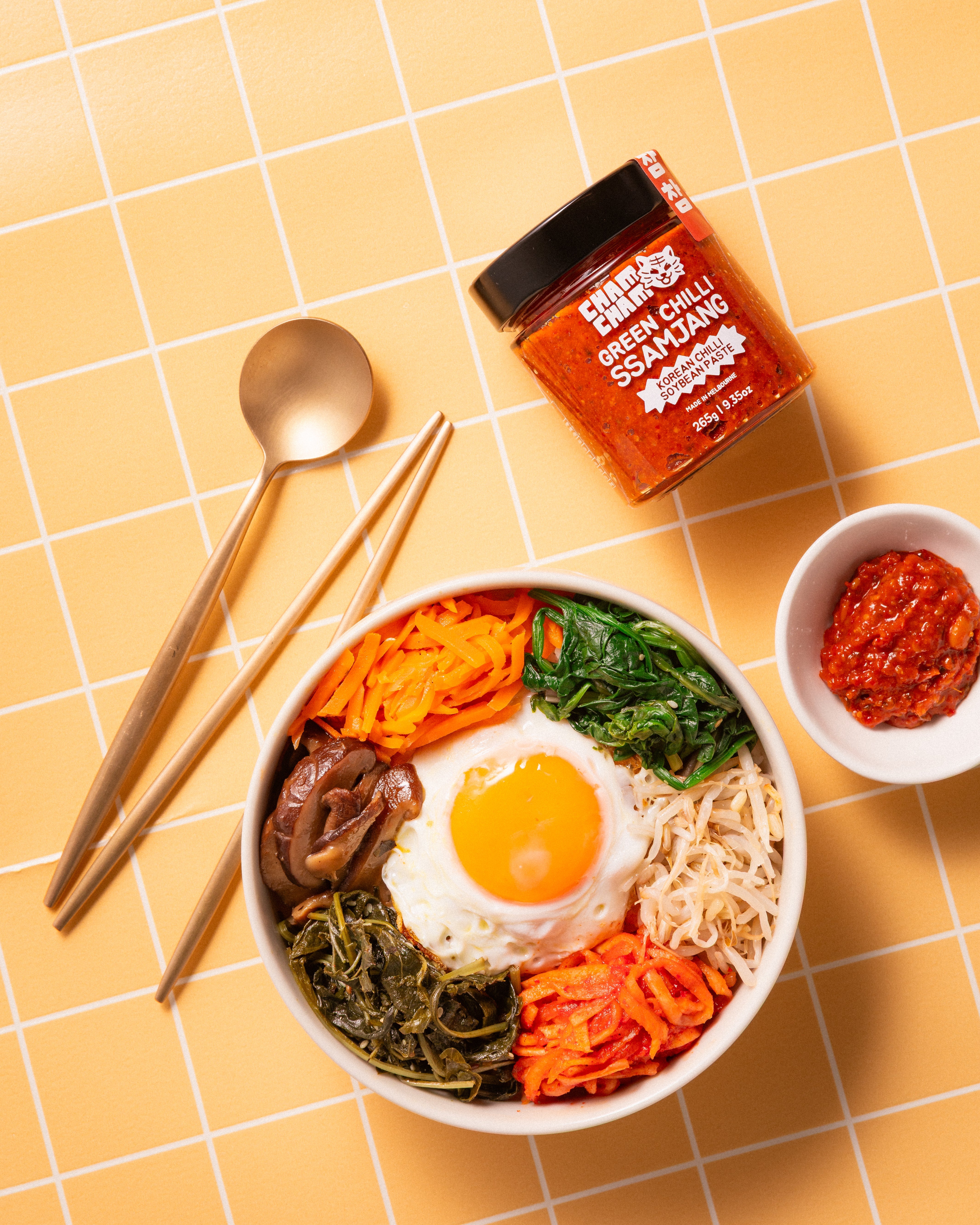 ChamCham Green Chilli Ssamjang served with bibimbap