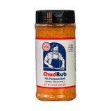 Chuds BBQ ChudRub 283g all-purpose Texas BBQ rub — front of shaker on transparent background