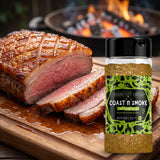 Coast n Smoke Bahia Barrels rub — grilled picanha with a golden fat cap sliced to show a juicy rosy interior