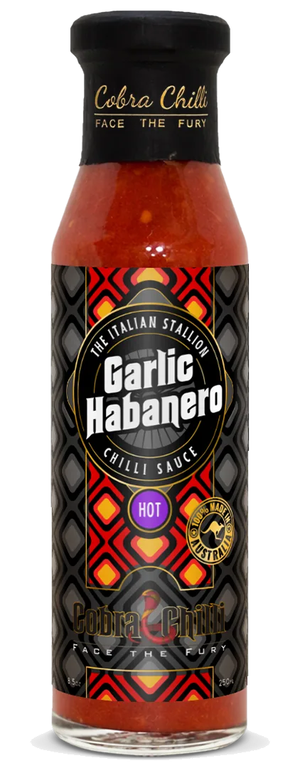 Cobra Chilli Garlic Habanero Chilli Sauce Hot 250ml Hot Sauce — transparent front cutout of the bottle