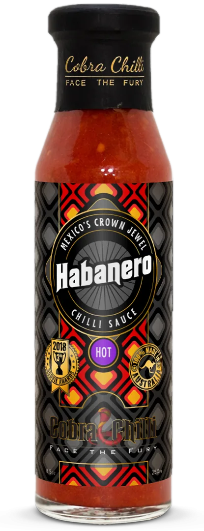 Cobra Chilli Habanero Chilli Sauce Hot 250ml Hot Sauce — transparent bottle cutout