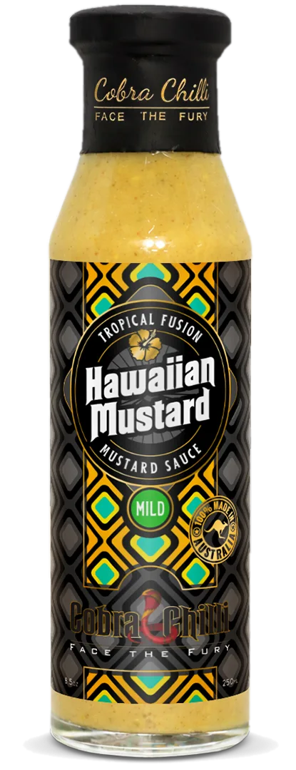 Cobra Chilli Hawaiian Mustard Sauce Mild 250ml Condiment — transparent front cutout of the bottle