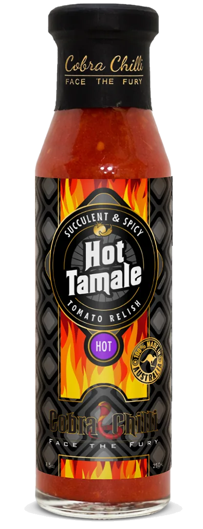 Cobra Chilli Hot Tamale Tomato Relish Hot 250ml Tomato Relish — transparent front cutout of the jar