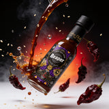Cobra Chilli Reaper Magic Sauce Ultra Hot 150ml condiment — dynamic action shot with sesame and Carolina Reaper chillies