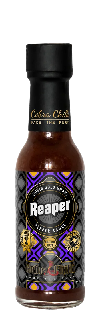 Cobra Chilli Reaper Magic Sauce Ultra Hot 150ml condiment — transparent bottle cutout, front view