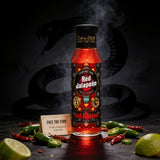 Cobra Chilli Red Jalapeño Chilli Sauce Medium 250ml Hot Sauce — styled hero shot with Face the Fury brand identity
