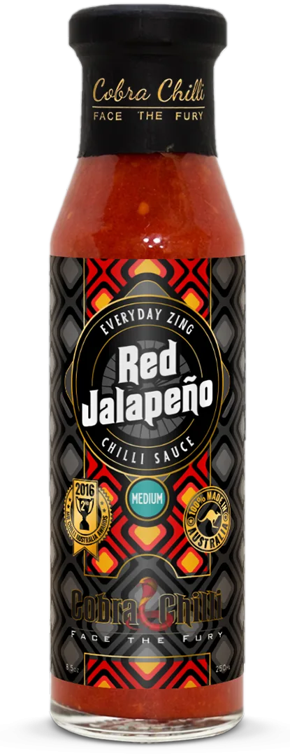 Cobra Chilli Red Jalapeño Chilli Sauce Medium 250ml Hot Sauce — transparent bottle cutout