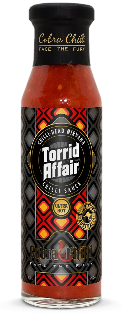 Cobra Chilli Torrid Affair Chilli Sauce Ultra Hot 250ml Hot Sauce — transparent bottle cutout