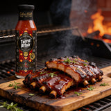Cobra Chilli Torrid Affair Chilli Sauce Ultra Hot 250ml Hot Sauce — drizzled over glazed smoked pork ribs