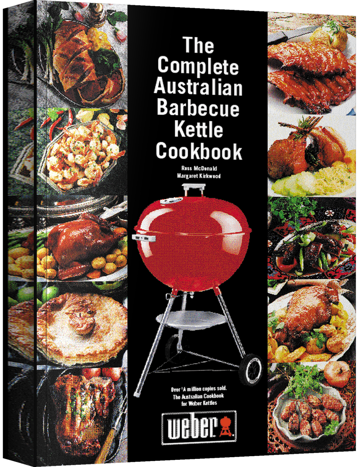 Complete Australian Barbecue Kettle Cookbook by McDonald & Kirkwood hardback cookbook — front cover, red kettle