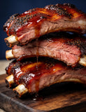 The First Mate lifestyle — close-up of glossy glazed pork ribs