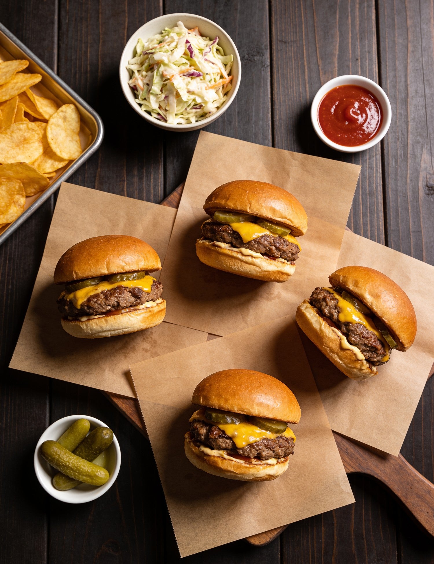 The Stowaway lifestyle — weeknight smash burger dinner with chips and coleslaw