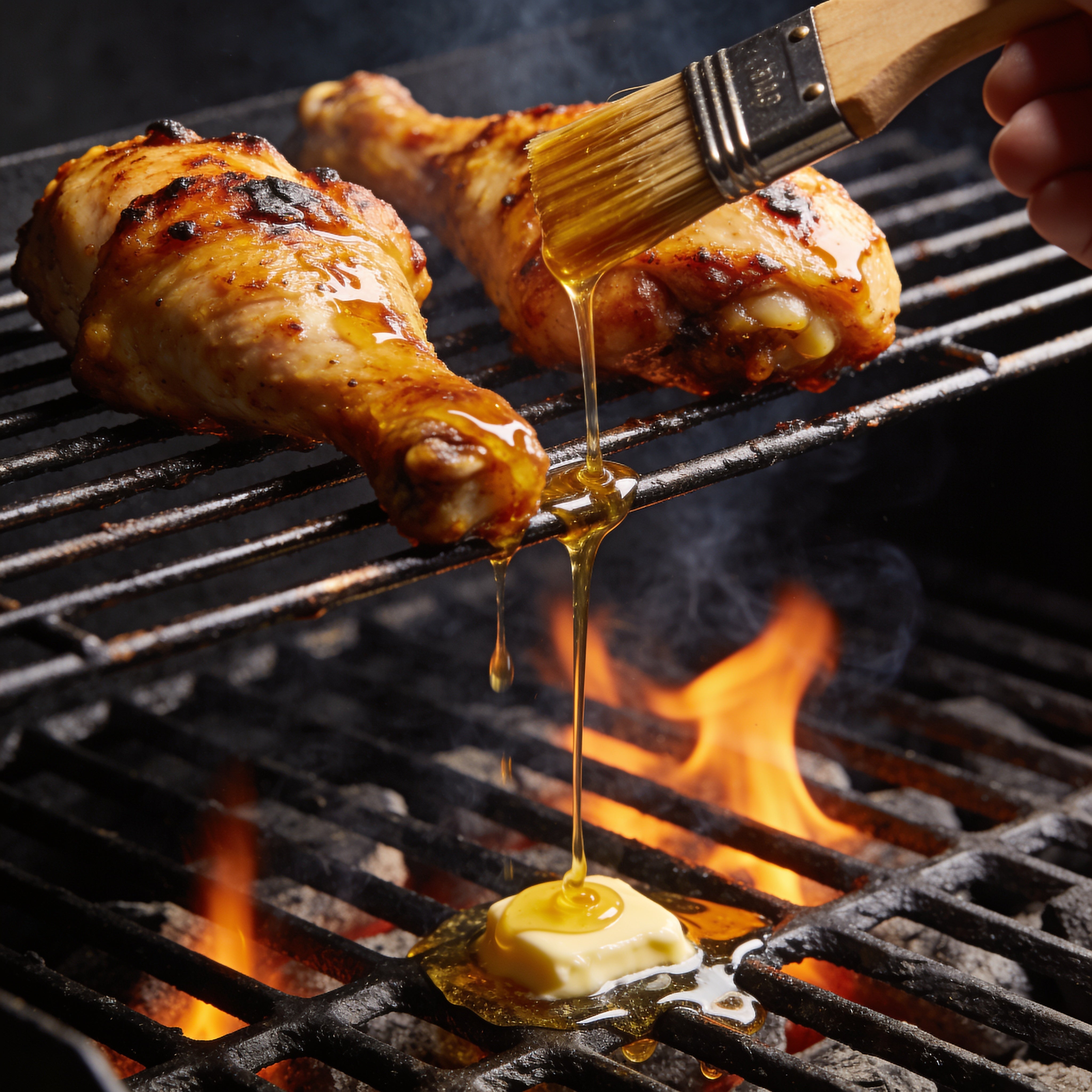 Smokes Seasoning Cowboy Butter Ranch used as a baste on grilled chicken thighs