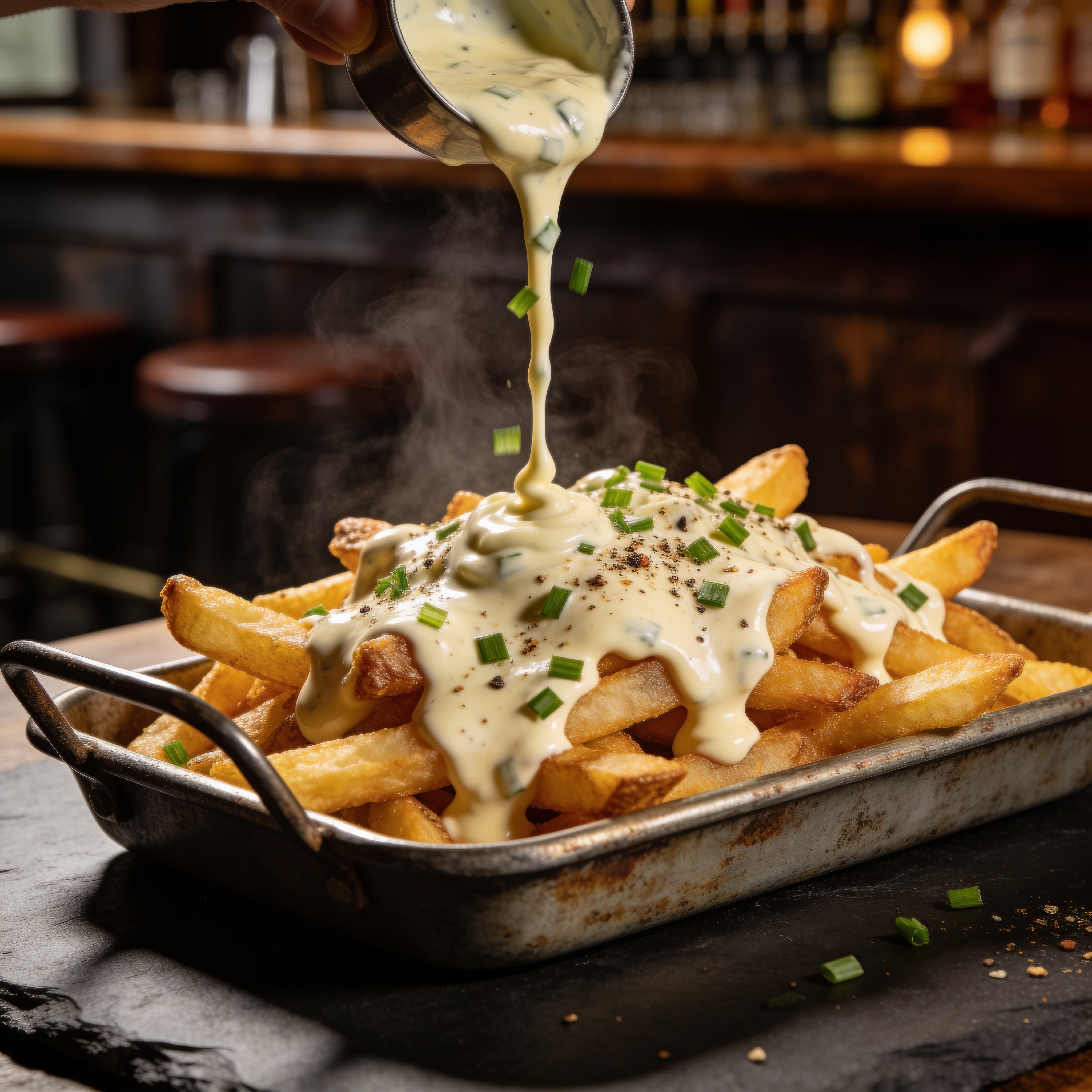Smokes Seasoning Cowboy Butter Ranch drizzled over loaded fries