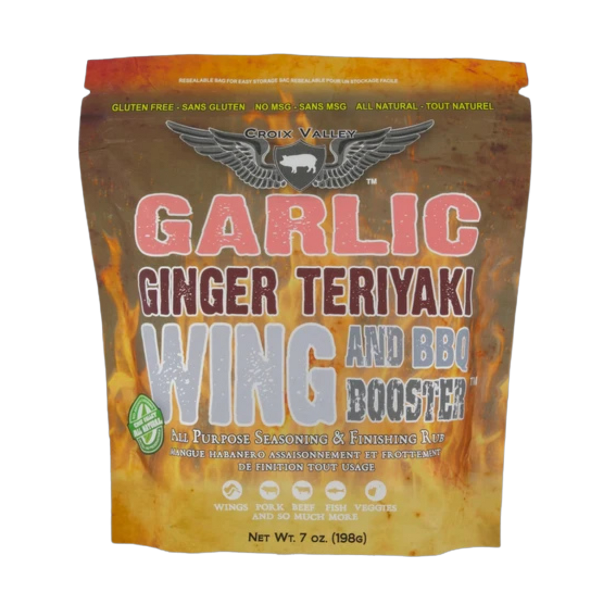 CROIX VALLEY: Garlic Ginger Teriyaki Wing & BBQ Booster | Wing & BBQ Booster | 198g (7oz) shaker