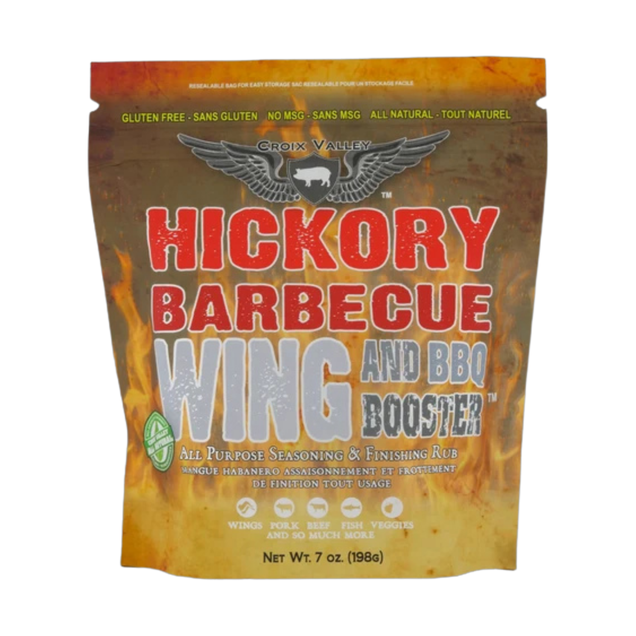CROIX VALLEY: Hickory BBQ Wing & BBQ Booster | Wing & BBQ Booster | 198g (7oz) shaker