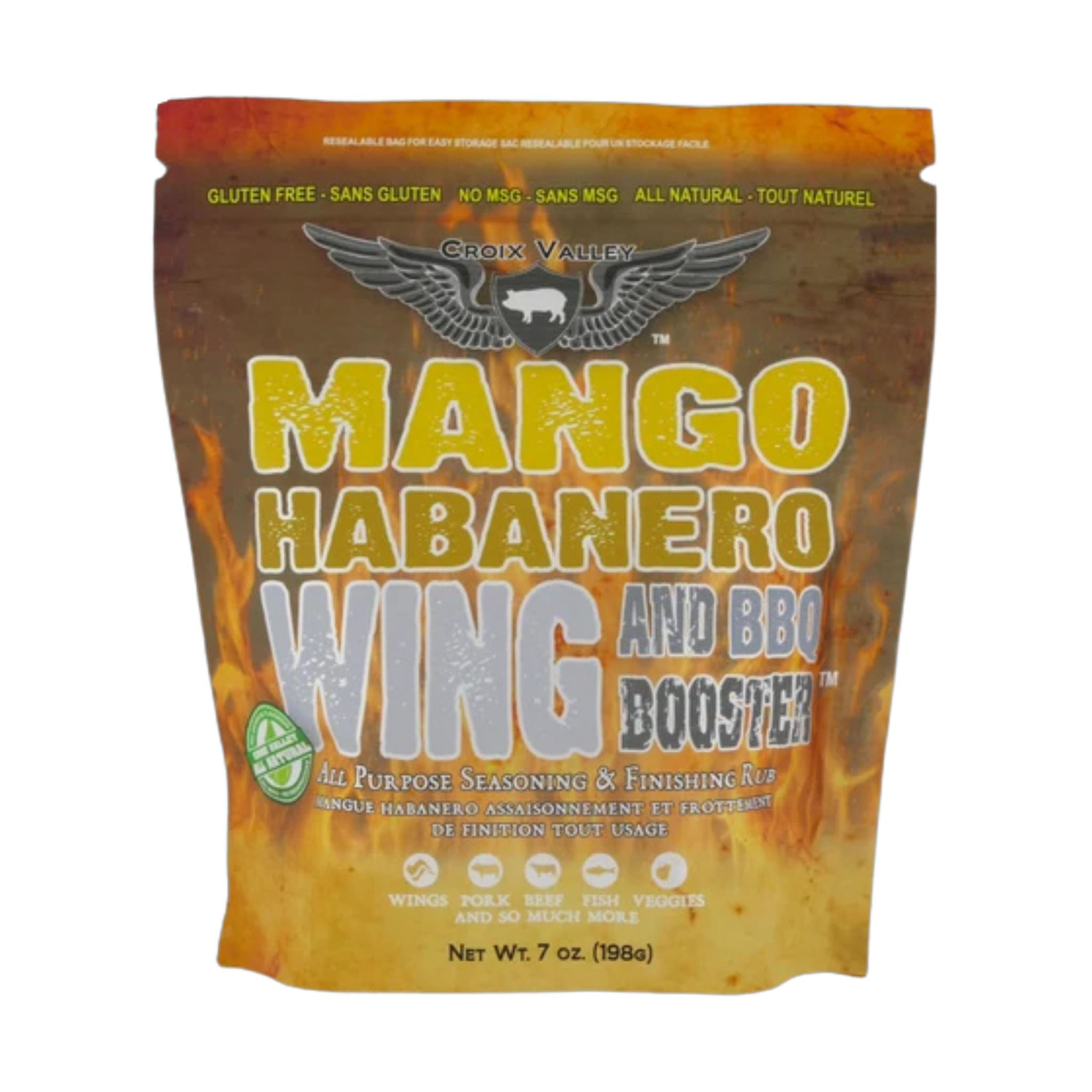 CROIX VALLEY: Mango Habanero Wing & BBQ Booster | Wing & BBQ Booster | 198g (7oz) shaker