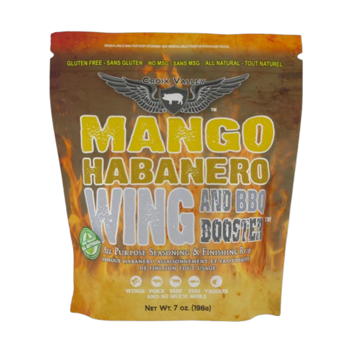 CROIX VALLEY: Mango Habanero Wing & BBQ Booster | Wing & BBQ Booster | 198g (7oz) shaker