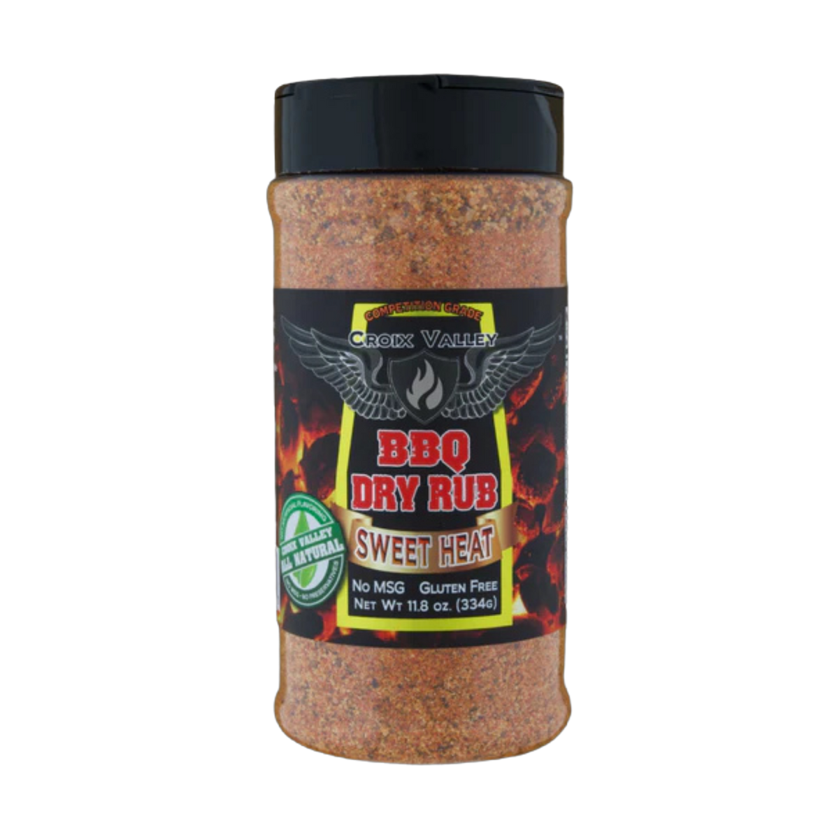 CROIX VALLEY: Sweet Heat BBQ Dry Rub | Sweet & Mild Heat BBQ Rub | 340g (12oz) Shaker