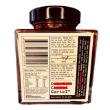 DC Cartel The Original 1983 crispy chilli oil 268g, back label ingredients and nutrition panel, transparent background