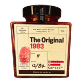 DC Cartel The Original 1983 crispy chilli oil 268g, front of jar on transparent background