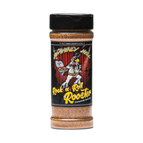 Heavenly Hell Rock n Roll Rooster championship chicken rub 150g — front of the shaker on transparent background