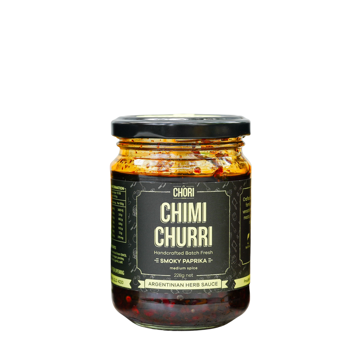 El Chori Smoky Paprika chimichurri 228g jar — smoky red chimichurri, made in Australia