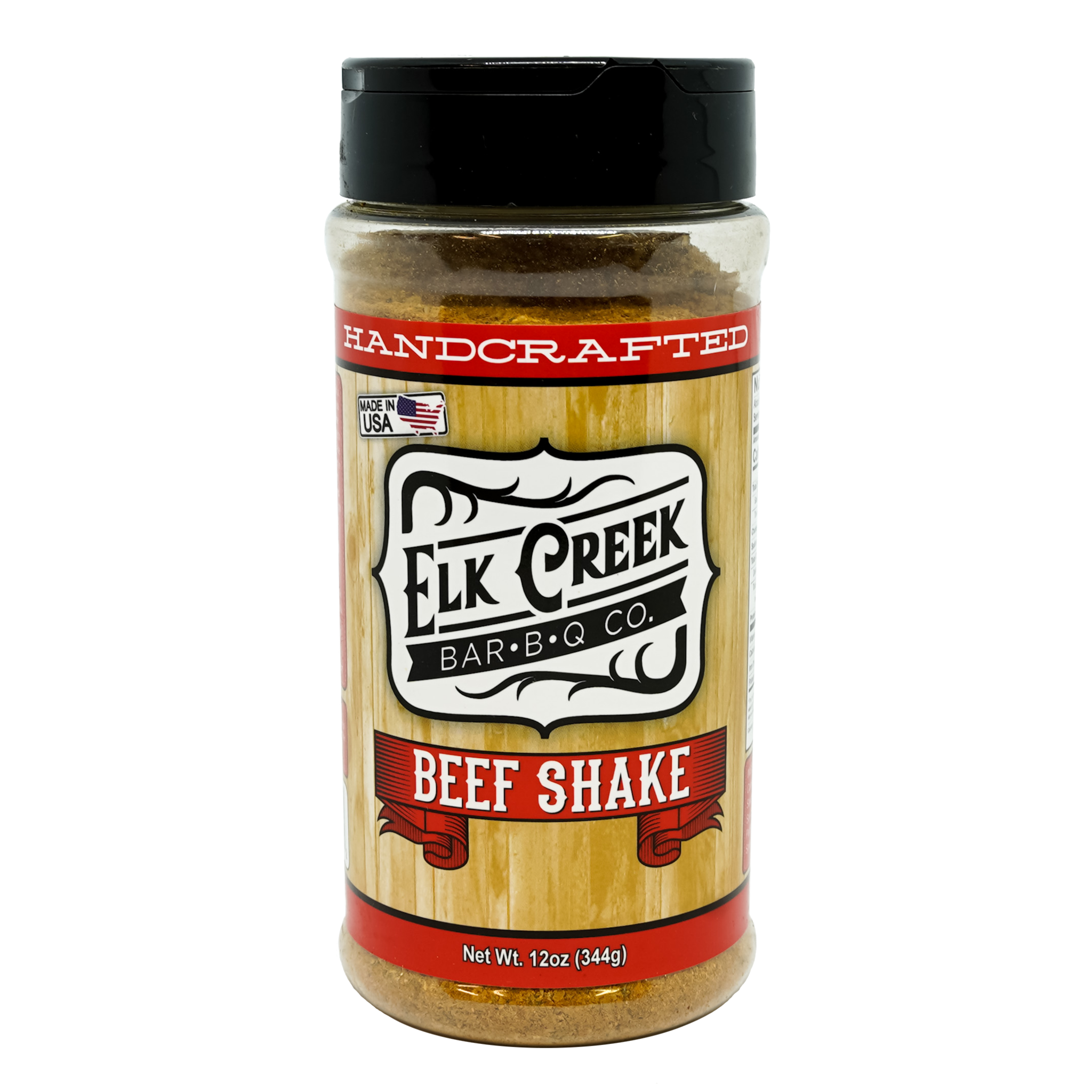 Elk Creek Beef Shake Steak Seasoning 340g seasoning, front of pack on transparent background