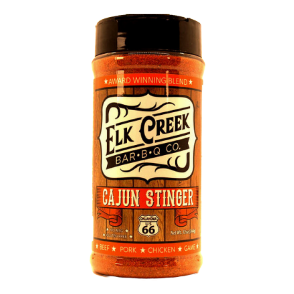Elk Creek Cajun Stinger Seasoning 340g seasoning, front of pack on transparent background