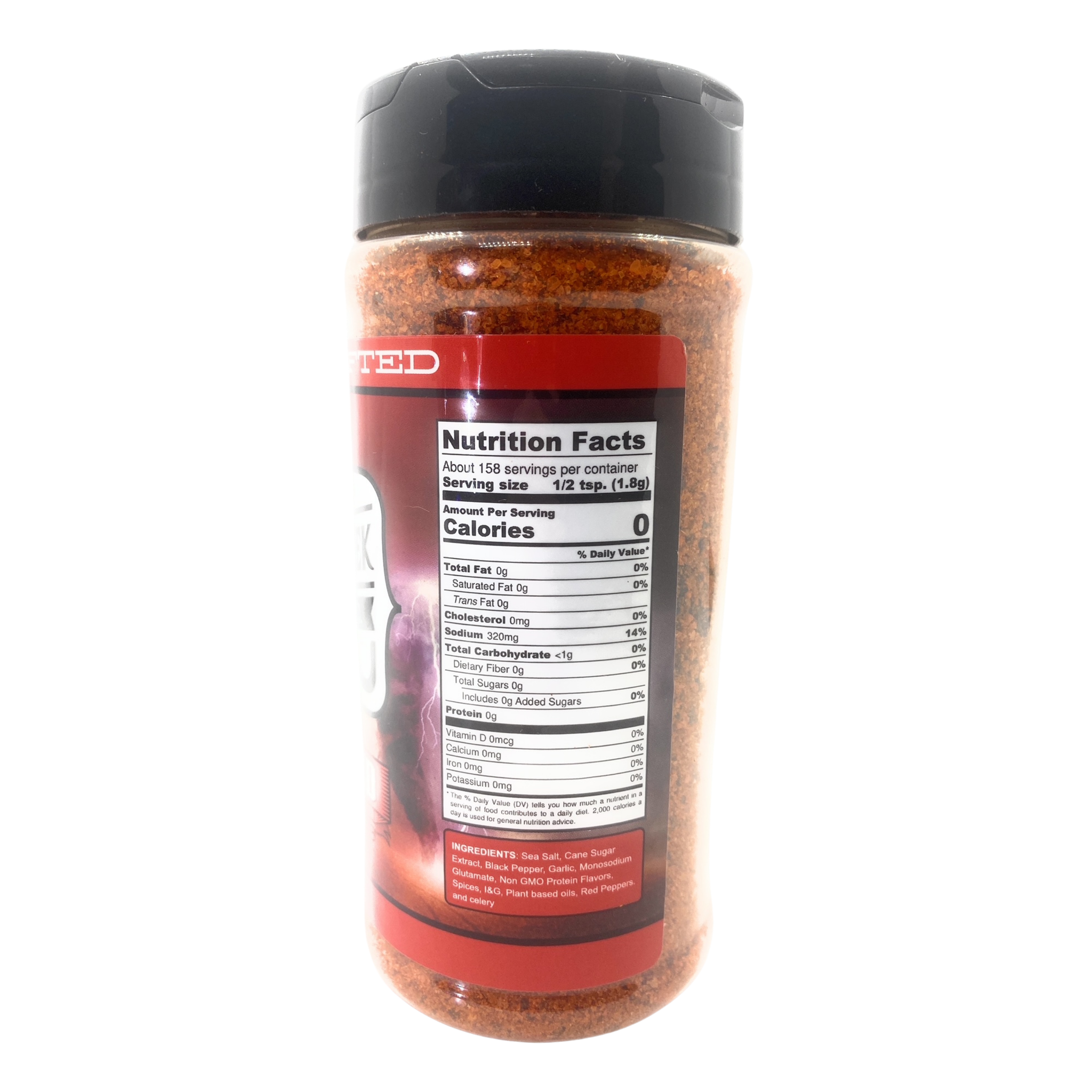 Elk Creek Texas Red Rub rub, left side label detail, transparent background