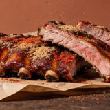 Sticky caramelised pork ribs seasoned with Ember Republic Buffalo Lowveld Sweet Ash