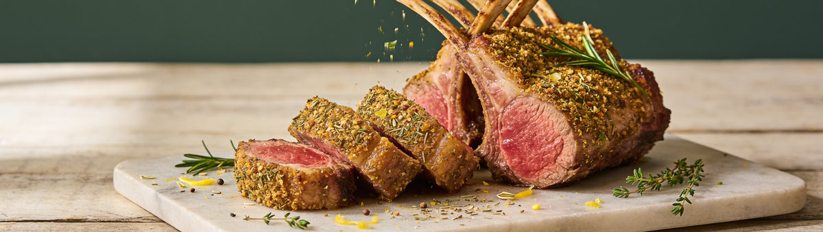 Ember Republic Elephant lamb rub with herb-crusted lamb cutlets on a marble board