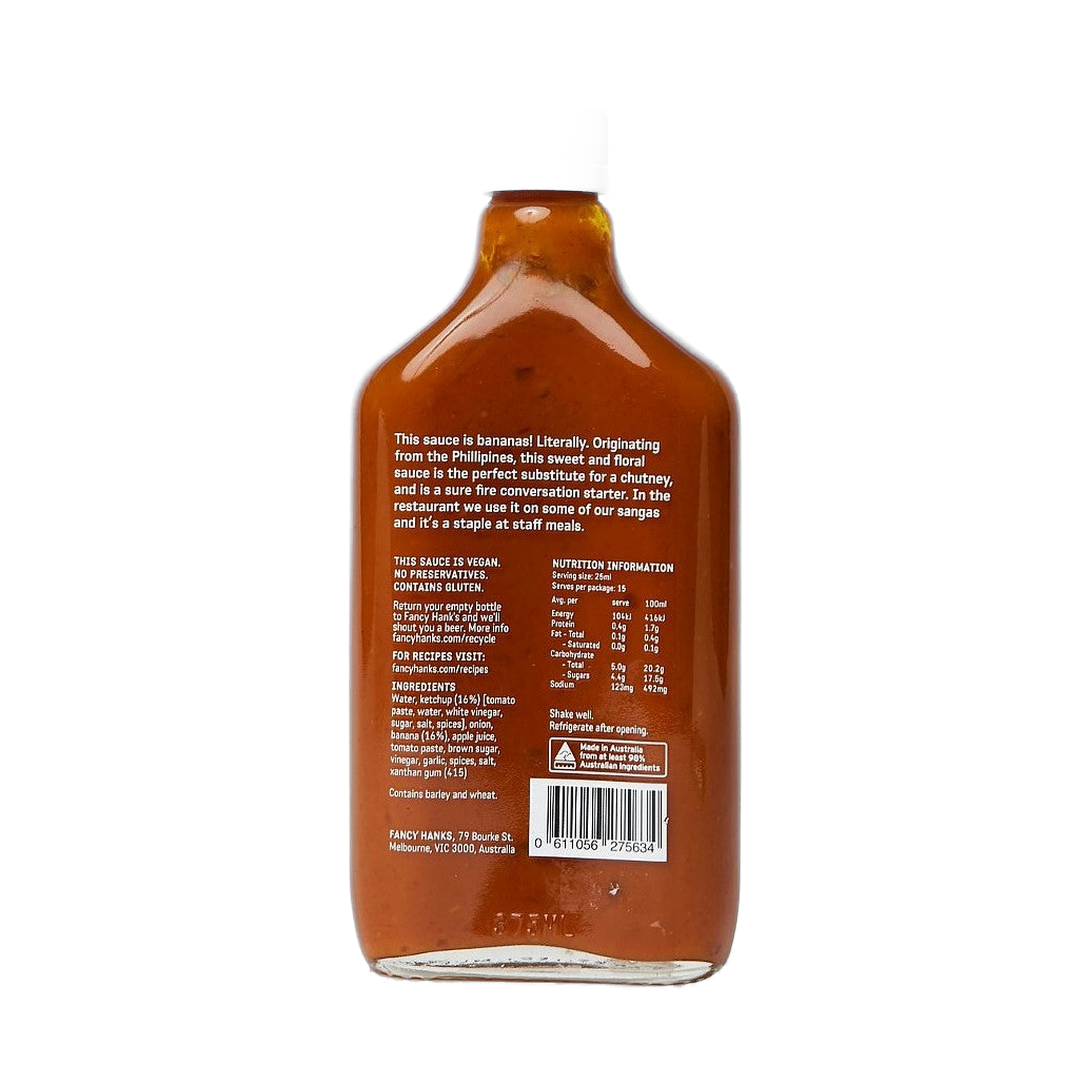 Fancy Hank's Banana Ketchup 330ml - Melbourne made sweet banana sauce for fried chicken