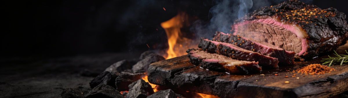 Fancy Hank's BBQ Pepper Seasoning banner - peppery smoked brisket bark with smoke ring