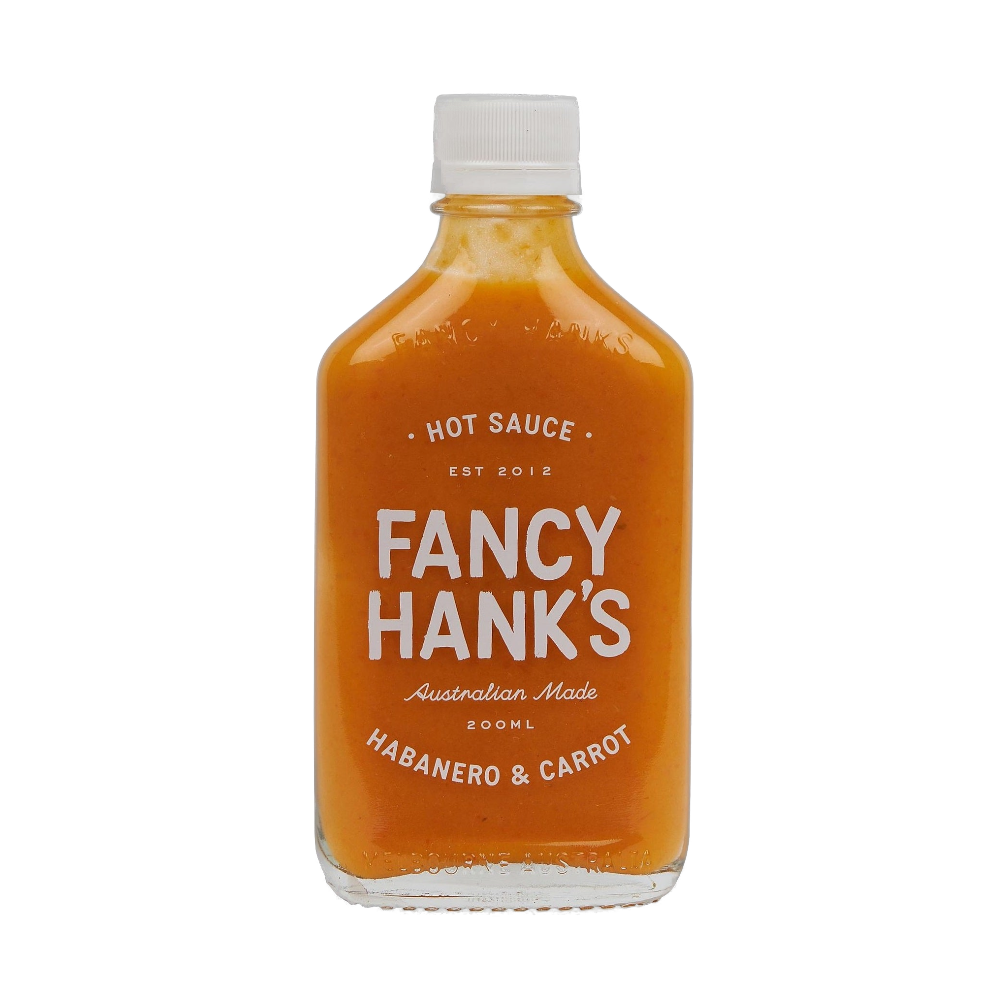 Fancy Hank's Habanero & Carrot Hot Sauce 200ml bottle - hot Australian habanero sauce