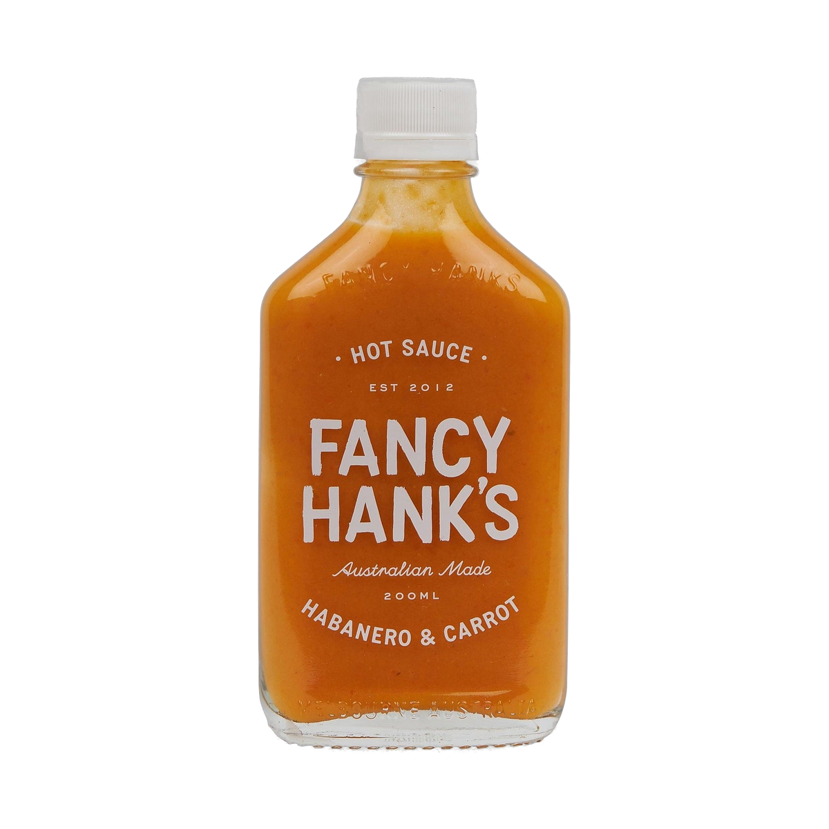 Fancy Hank's Habanero & Carrot Hot Sauce 200ml bottle - hot Australian habanero sauce