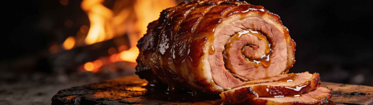 Fancy Hank's Honey Mustard BBQ Sauce banner - glazed spiral ham with honey mustard glaze