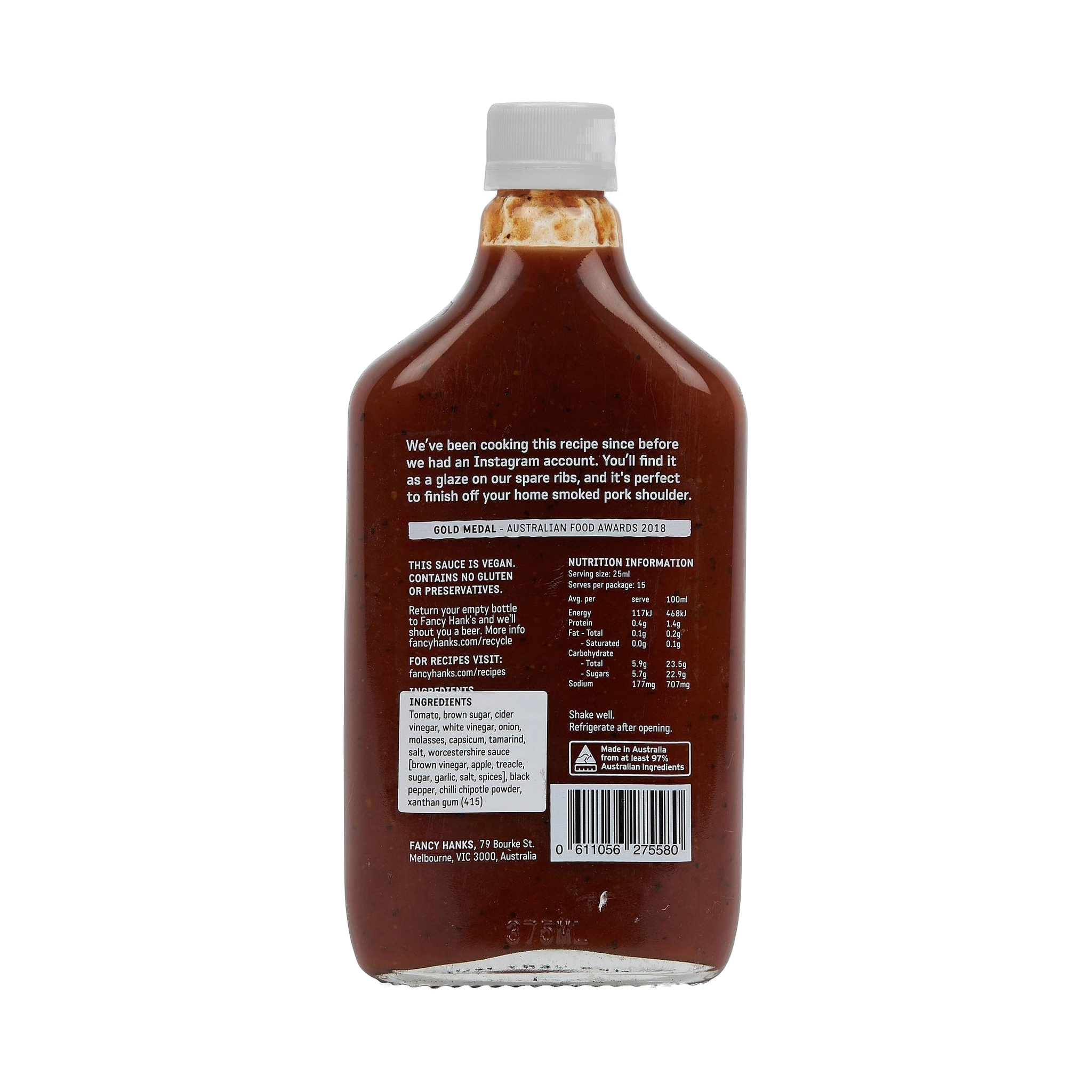 Fancy Hank's Original BBQ Sauce 330ml - Melbourne made barbecue sauce for pulled pork