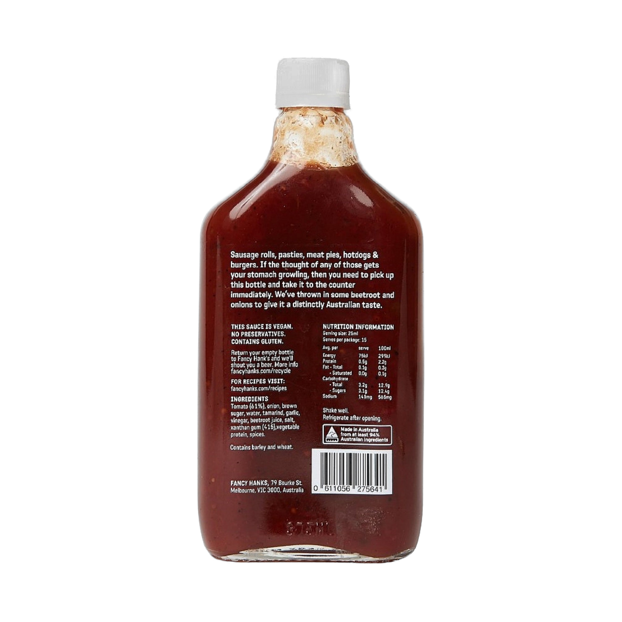 Fancy Hank's Tomato Sauce 330ml - Melbourne made dead horse tomato sauce for pies