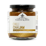 Flavour & Spice Chilli Chai Jam 330g citrus chai chilli jam — front of jar on transparent background