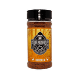 Four Monkeys BBQ Chicken Rub 260g barbecue rub — front of shaker on transparent background