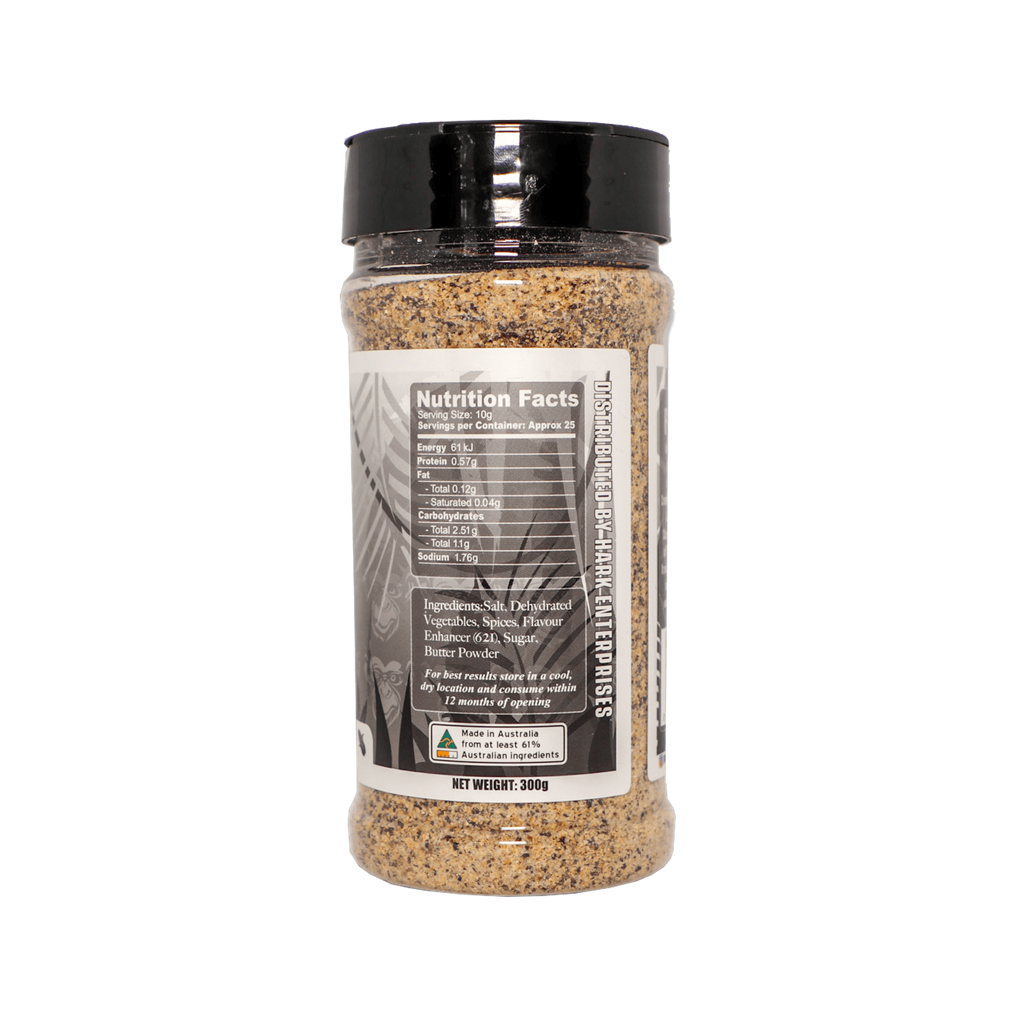 Four Monkeys BBQ Home Base Rub 300g barbecue seasoning — alternate label view, transparent background