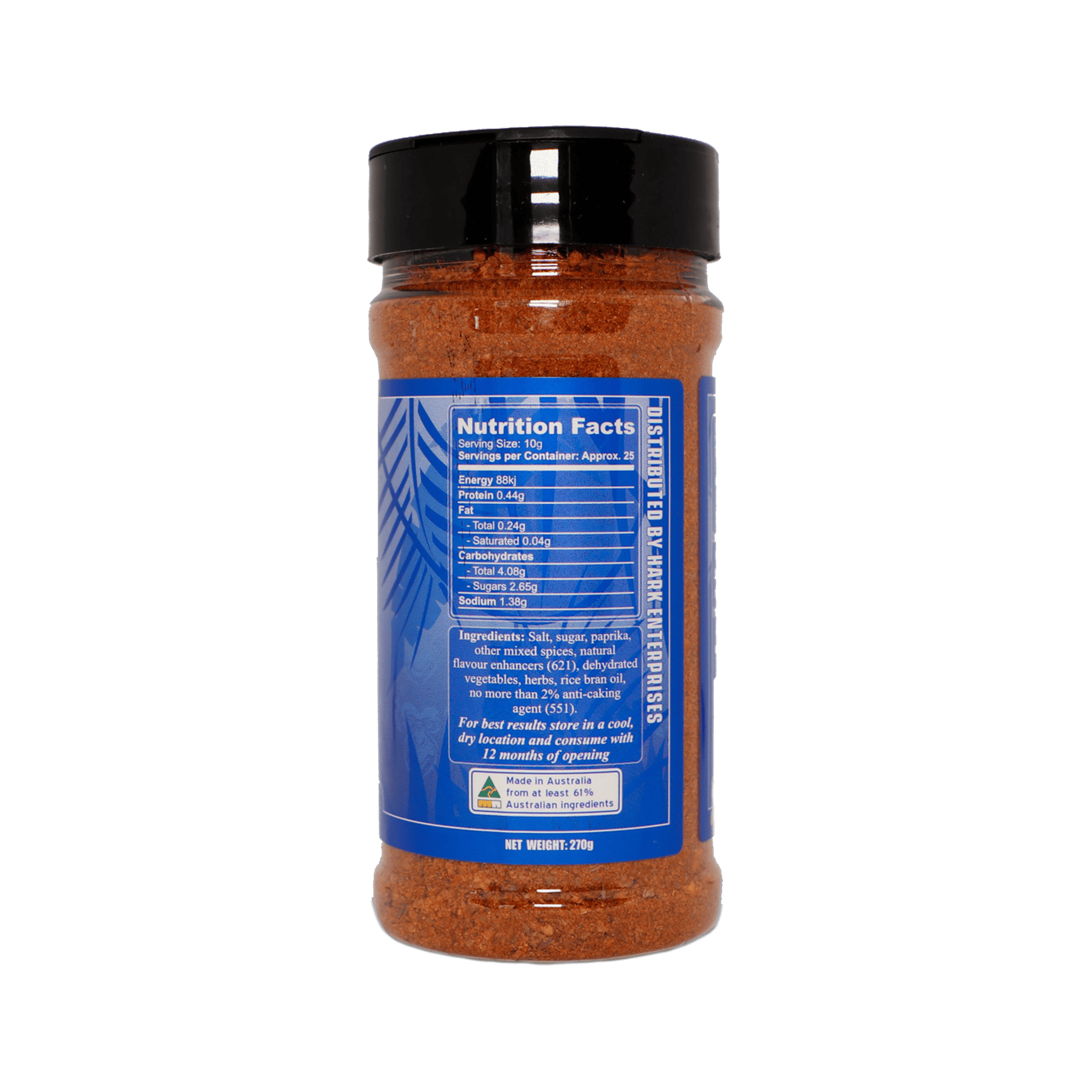 Four Monkeys BBQ Lamb Rub 270g barbecue rub — alternate label view, transparent background