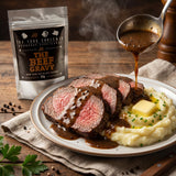 Four Saucemen The Beef Gravy - sliced roast beef with rich gravy poured over mash